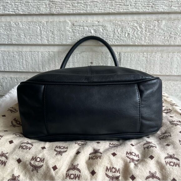 MCM Black Leather Vintage Y2K Hobo Shoulder Bag Charm - Picture 10 of 15